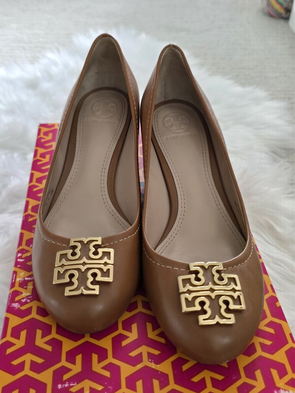 Tory Burch Royal Tan Wedge Loafers